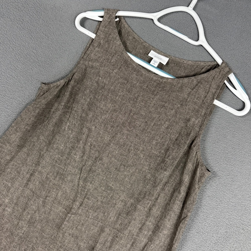 J Jill Pure Jill Midi Dress Womens Small Petite Brown Linen Blend Sleeveless